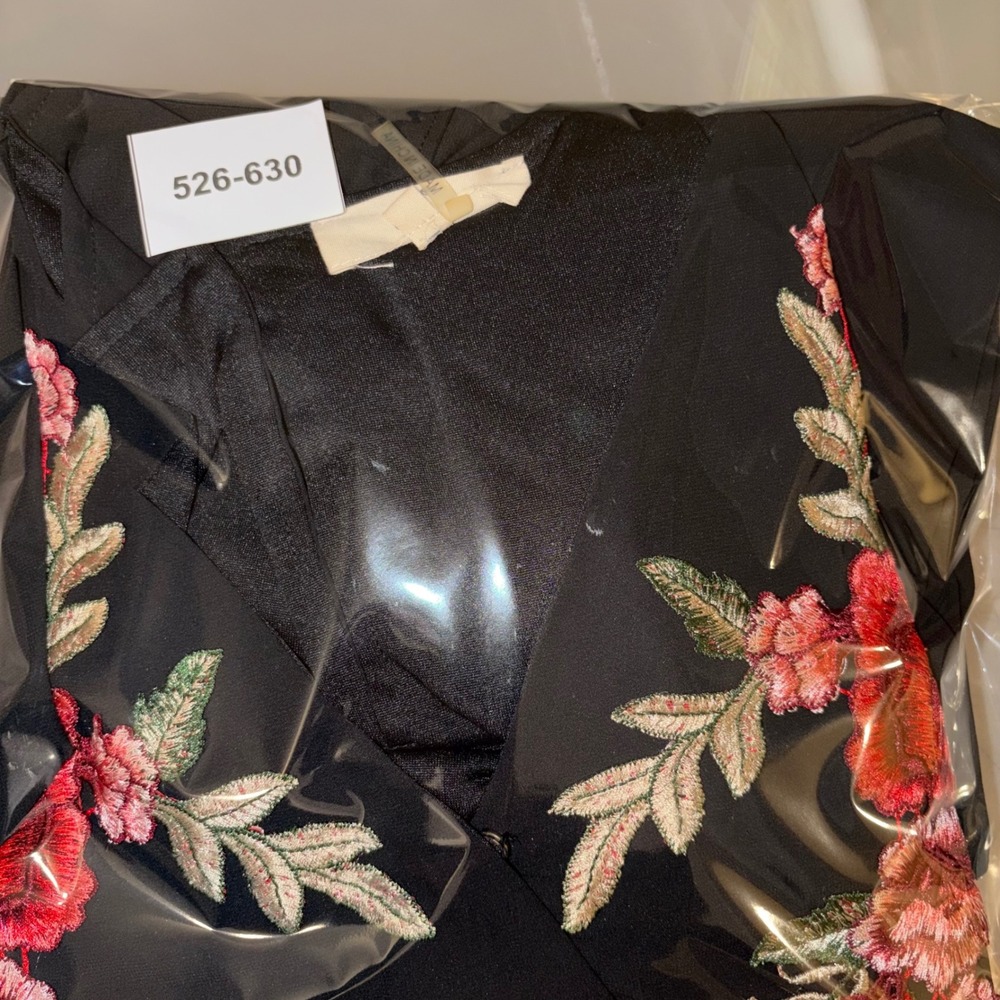 Entro Black Floral Embroidered Maxi Romper Dress Long Sleeve Rose Boho‎ Large - Picture 6 of 6